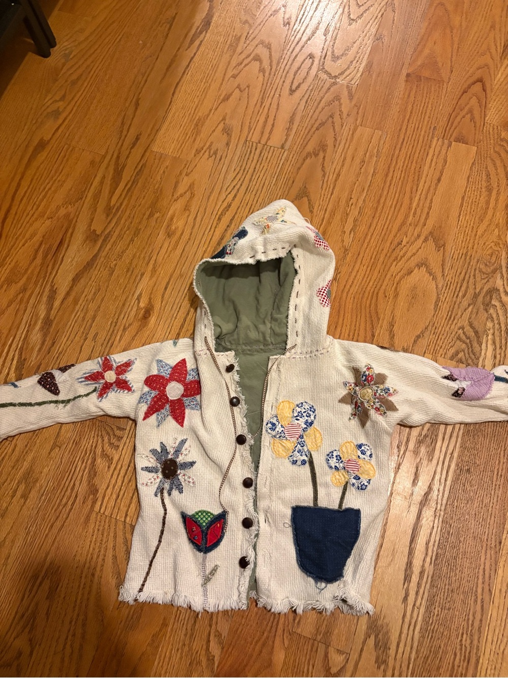 Patchwork Floral Hooded Jacket - Cream